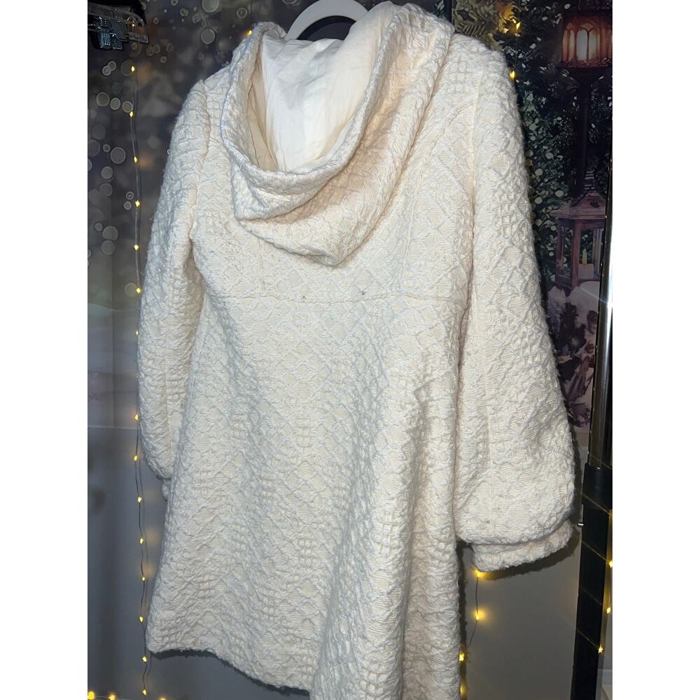 026 Elevenses Anthropologie Ivory Textured Hooded Coat Women’s 6 - Picture 3 of 6